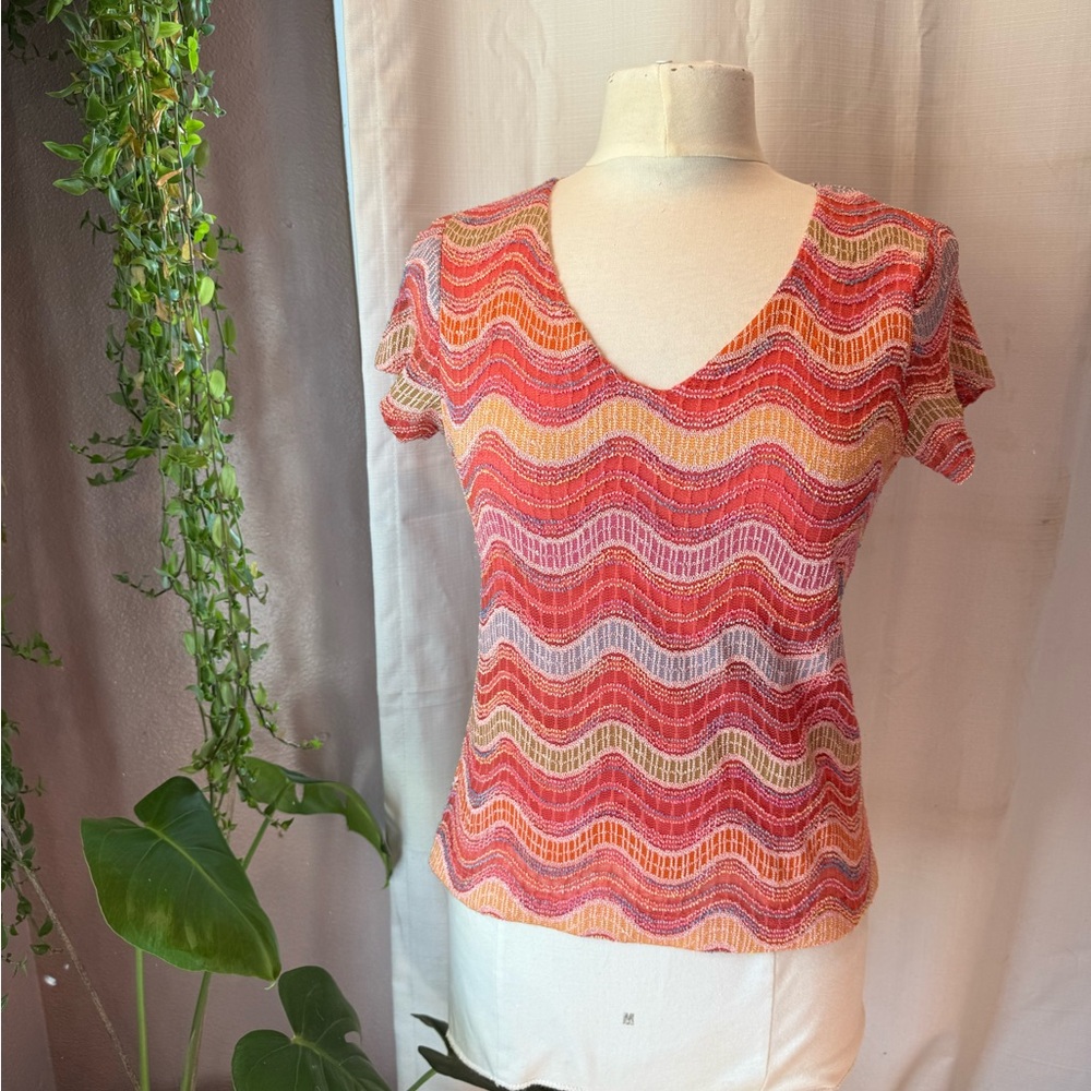 Vintage 1980’s Colorful Wave Pattern Women's Top